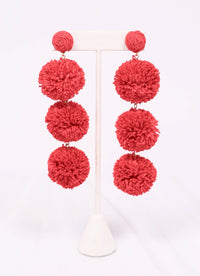 Buford Pom Pom Drop Earring HOT PINK, TURQUOISE or RED