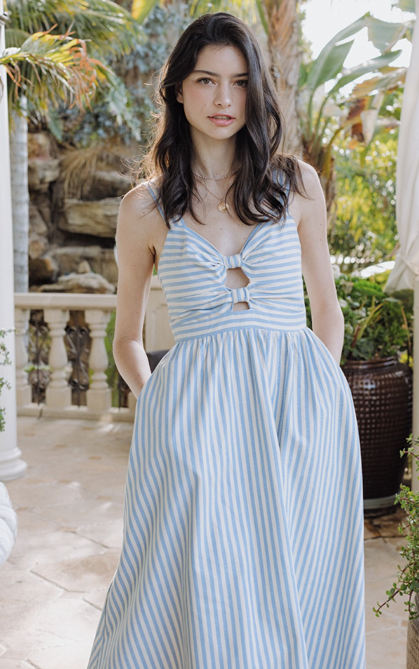 reese midi dress SUMMER STRIPE MIDI DRESS WHITE/BLUE / Small / DXD409036