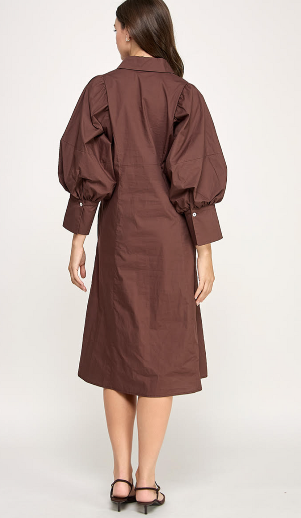Veronica Statement Sleeve Midi Dress