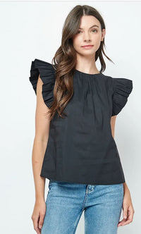 Robin Ruffle Sleeve Poplin Top