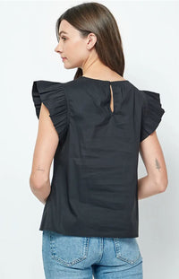 Robin Ruffle Sleeve Poplin Top