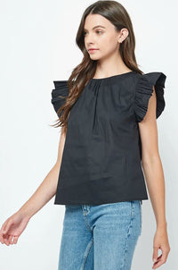 Robin Ruffle Sleeve Poplin Top