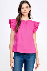 Robin Ruffle Sleeve Poplin Top