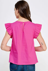 Robin Ruffle Sleeve Poplin Top