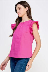 Robin Ruffle Sleeve Poplin Top