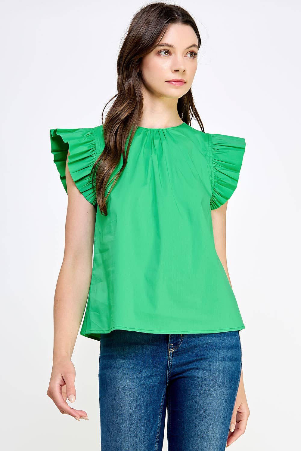 Robin Ruffle Sleeve Poplin Top