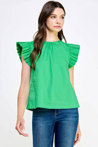 Robin Ruffle Sleeve Poplin Top