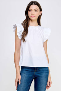 Robin Ruffle Sleeve Poplin Top