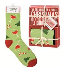 A White Christmas Box Sign And Sock Set