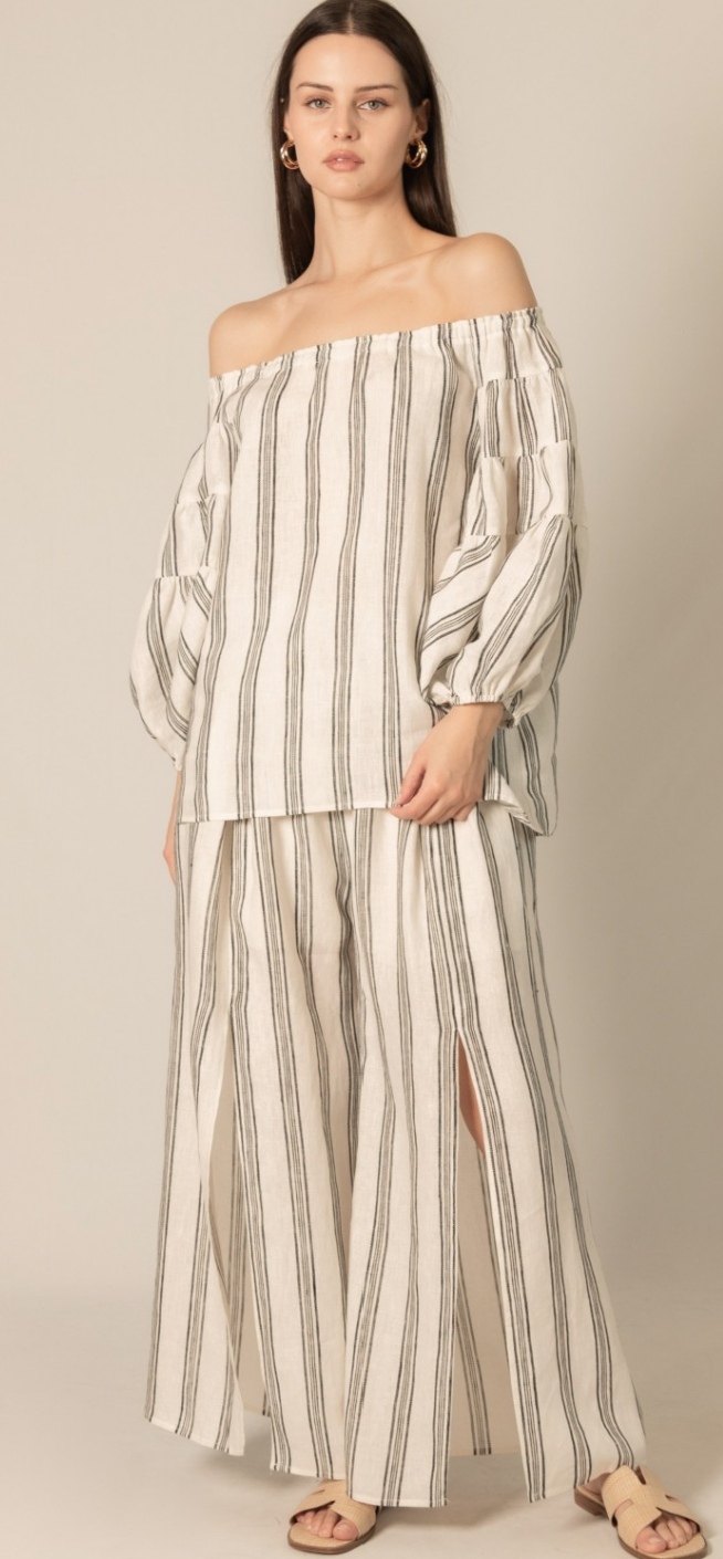 P. CILL Print Linen Lined Wide Leg Pants or Top
