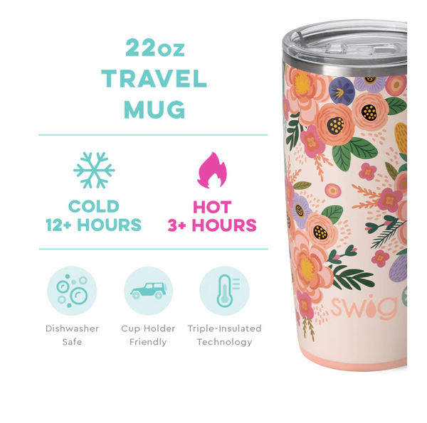 SWIG- Full Bloom Travel Mug (22oz), Filp & Sip Bottle (26 oz), Lunchi Lunch Bag