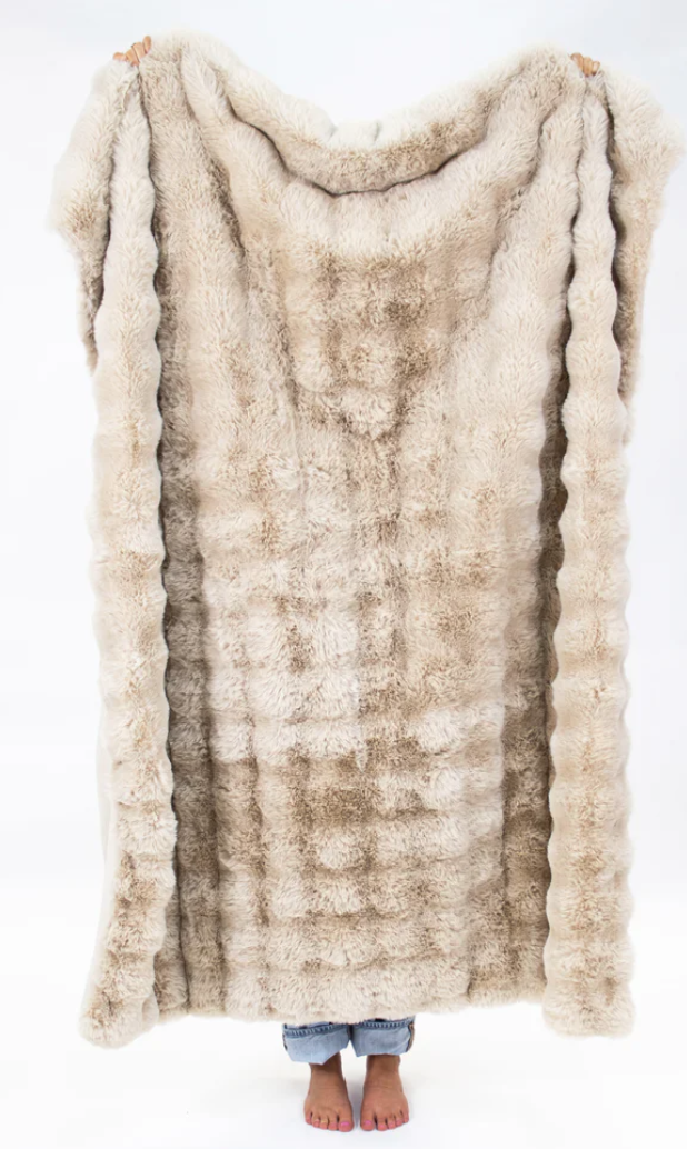 Tan Faux Fur Throw Blanket