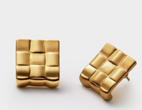Taya Waterproof Gold Woven Oversized Stud Earrings