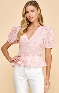 Tammy Puff Sleve Peplum  Top