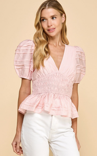 Tammy Puff Sleve Peplum  Top