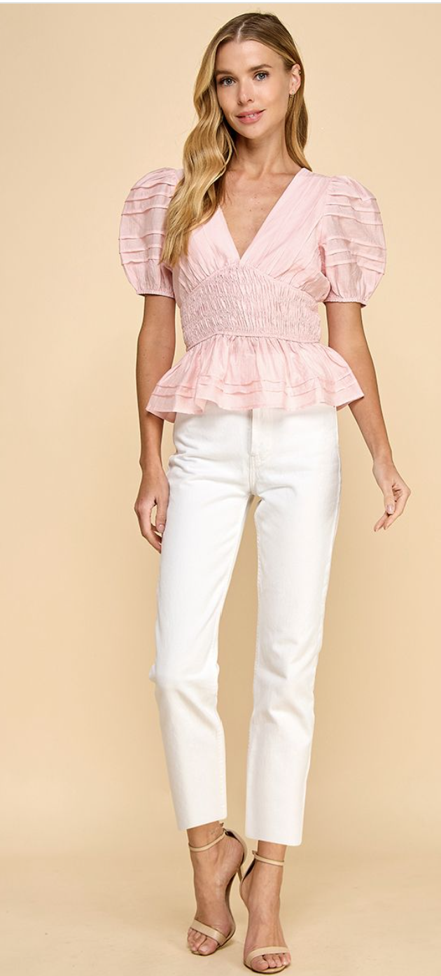 Tammy Puff Sleve Peplum  Top