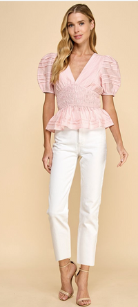 Tammy Puff Sleve Peplum  Top