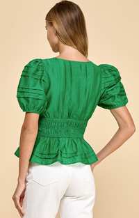 Tammy Puff Sleve Peplum  Top
