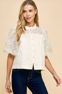 Andie Lace Button Up Top