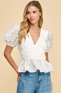 Tammy Puff Sleve Peplum  Top
