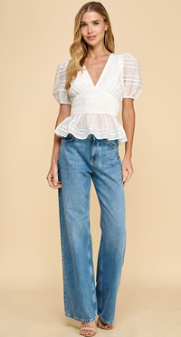 Tammy Puff Sleve Peplum  Top