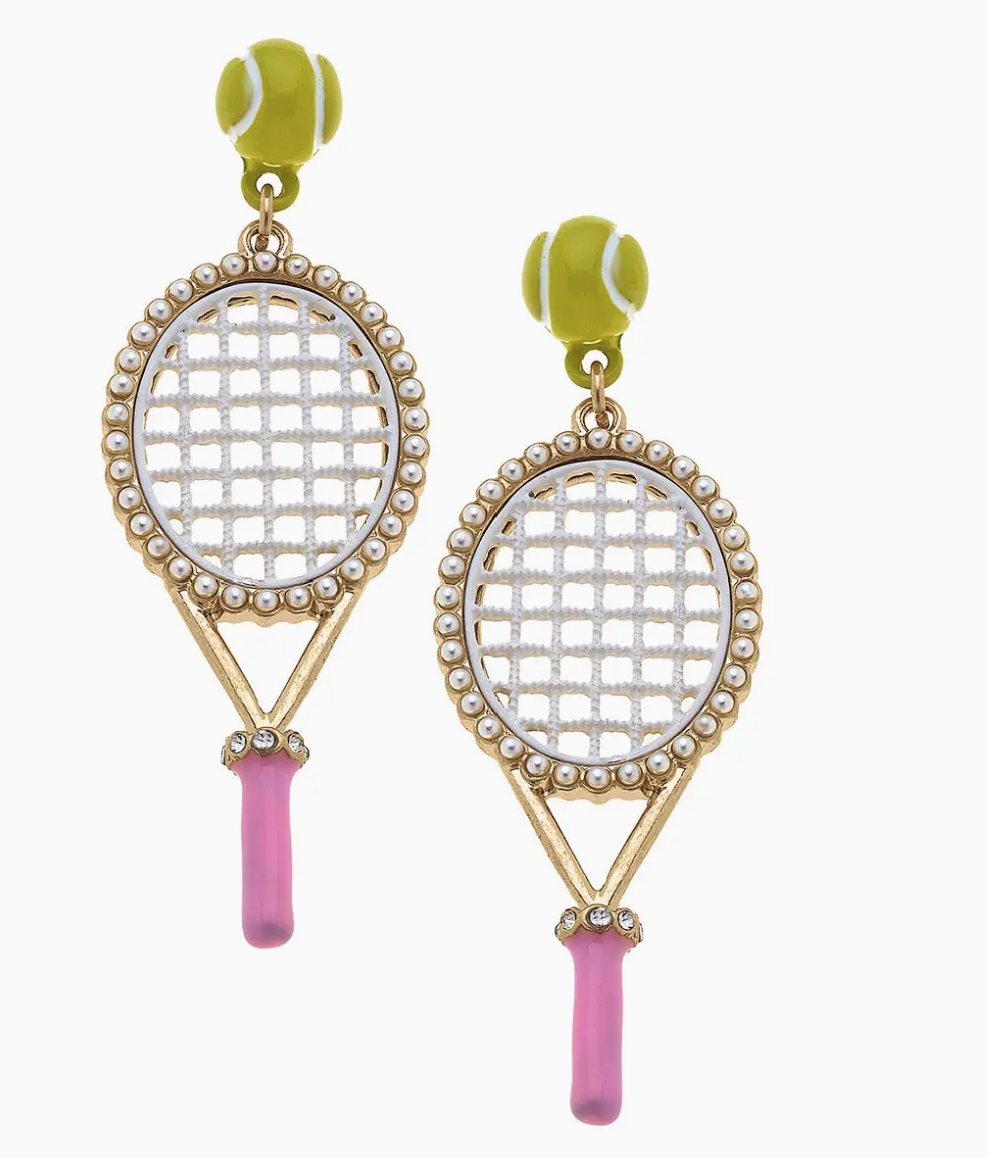 Teddy Enamel Tennis Racket Earrings