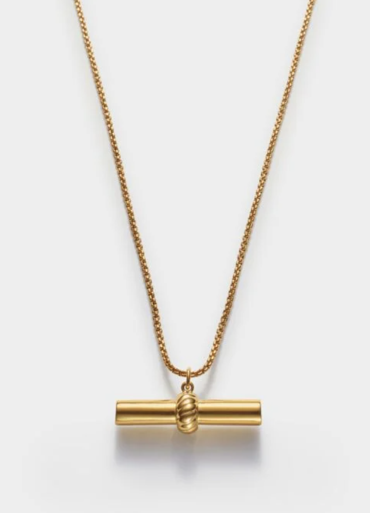 Themis Waterproof Gold T-Bar Necklace