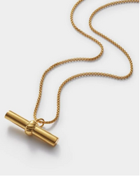 Themis Waterproof Gold T-Bar Necklace