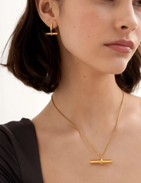 Themis Waterproof Gold T-Bar Necklace
