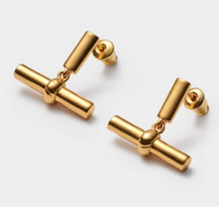 Themis Waterproof Gold T-Bar Earrings