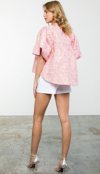 Willow Puff Sleeve Flower Textured Top
