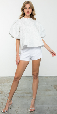 Willow Puff Sleeve Flower Textured Top