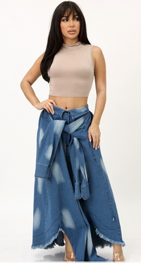 Asher Tie Dye Irregular Tie Waist Maxi Skirt