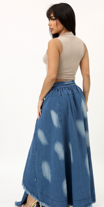Asher Tie Dye Irregular Tie Waist Maxi Skirt