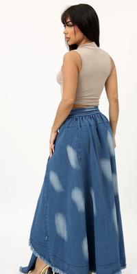 Asher Tie Dye Irregular Tie Waist Maxi Skirt