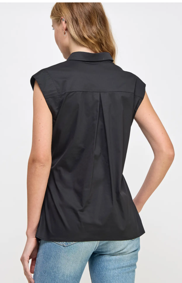Willow Sleeveless Button Down Twist Poplin Shirt