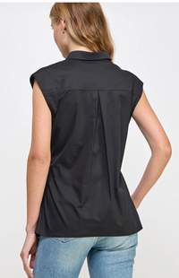 Willow Sleeveless Button Down Twist Poplin Shirt