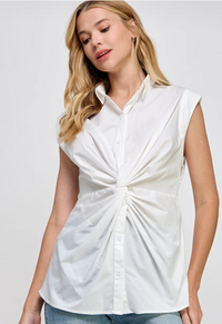 Willow Sleeveless Button Down Twist Poplin Shirt