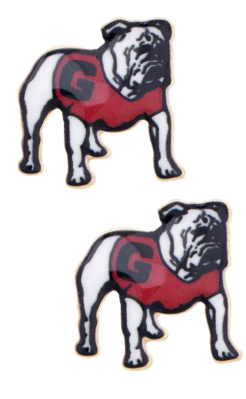 Canvas Style Charm Bar-Georgia Bulldogs Enamel Icon Stud Earrings