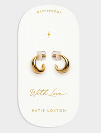 'With Love' Waterproof Gold Dome Hoop Earrings