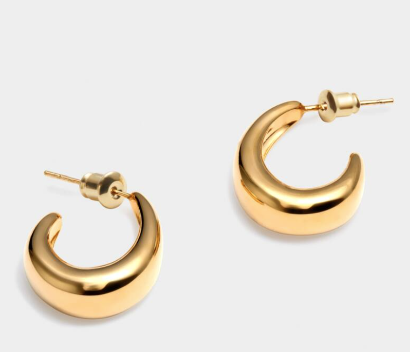 'With Love' Waterproof Gold Dome Hoop Earrings