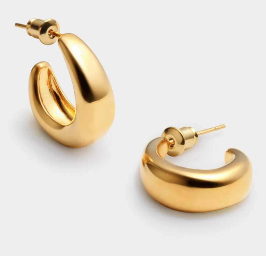 'With Love' Waterproof Gold Dome Hoop Earrings