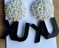 XULA White and Black Earrings or Gold Glitter