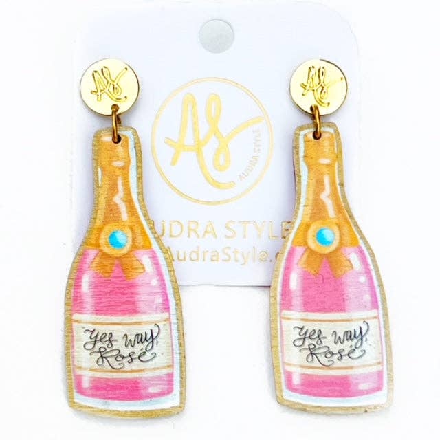 Large Statement Colorful Champagne Food Artwork Earrings
