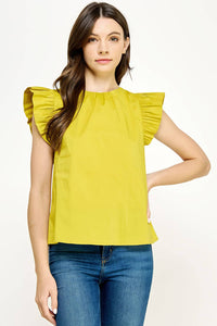 Robin Ruffle Sleeve Poplin Top