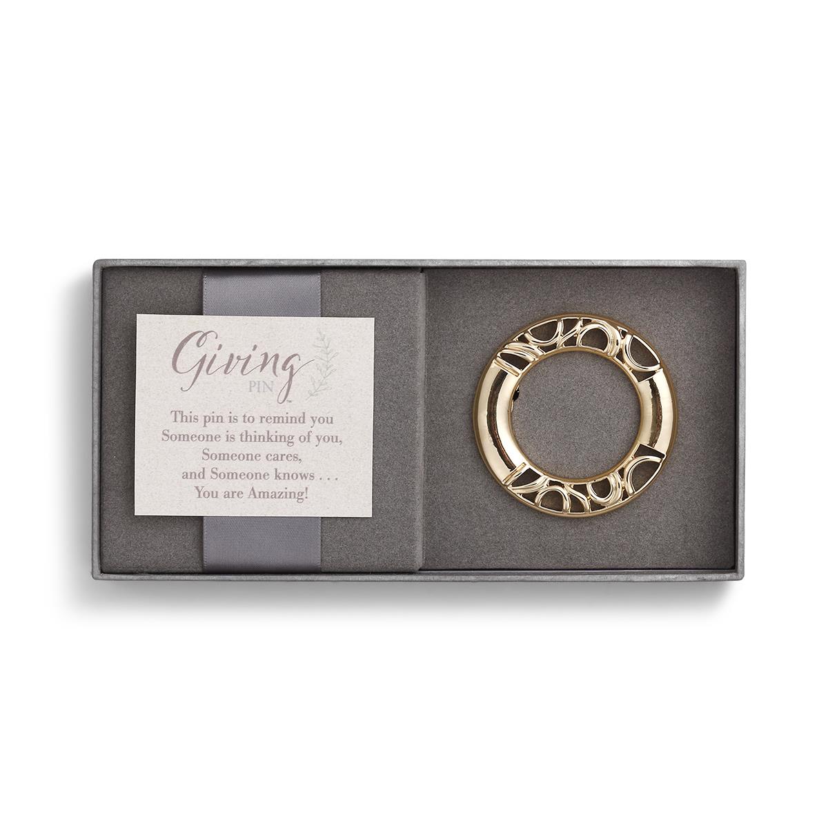Gold Circle Ribbon Giving Pin by Giving Collection