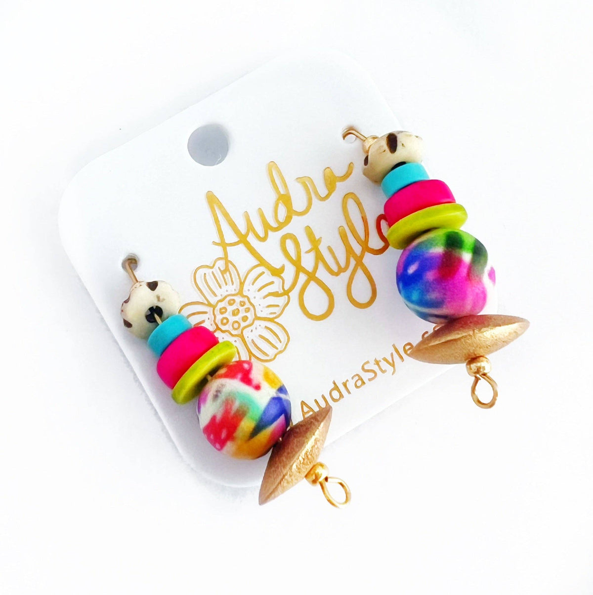 Carson - Beaded Drop Statement Earrings - Abstract