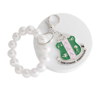 AKA White Pearl Shield Keychain 7 x 2 inches / White / Rhodium