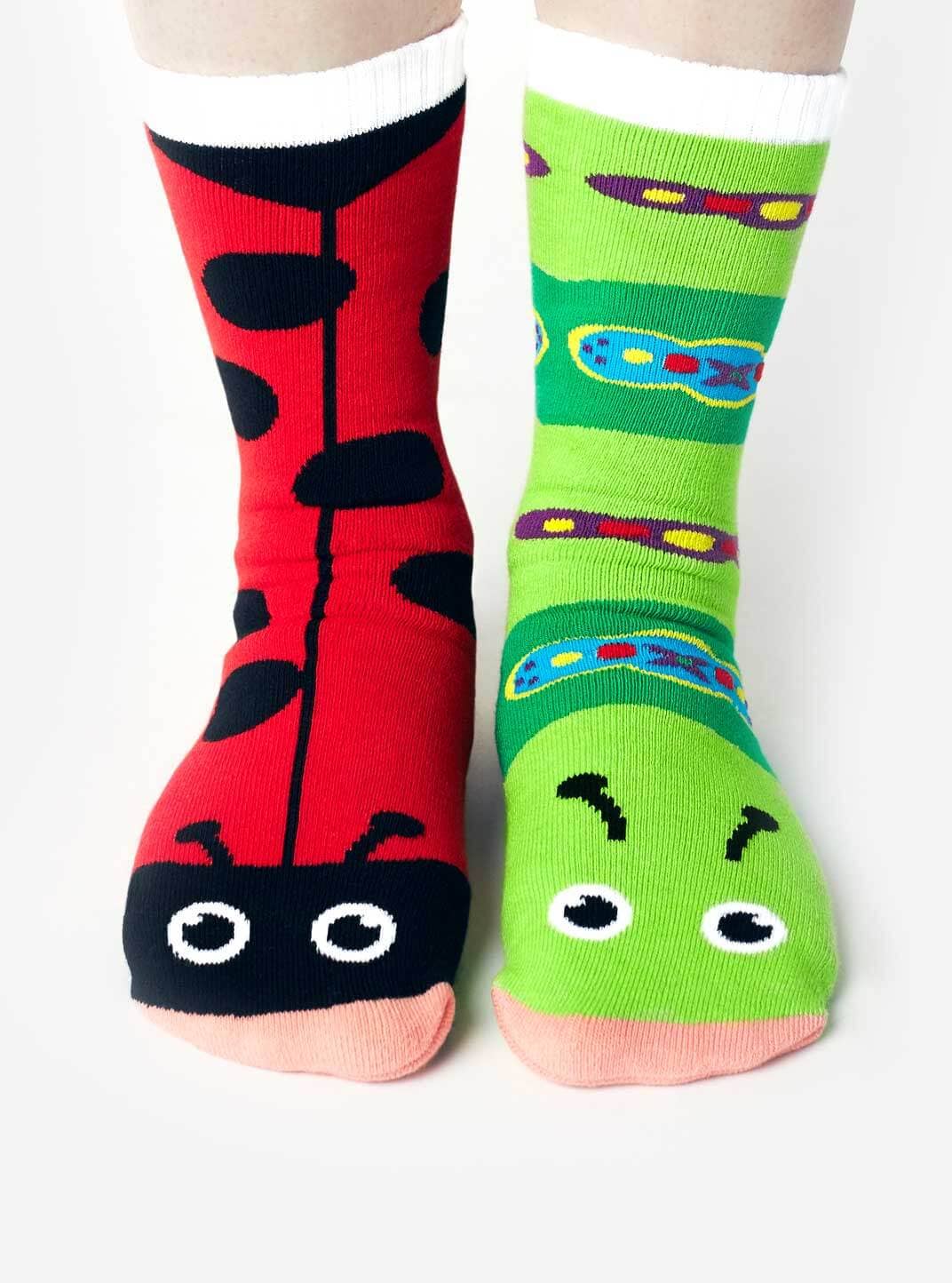Ladybug & Caterpillar | Adult Socks | Mismatched Fun Socks