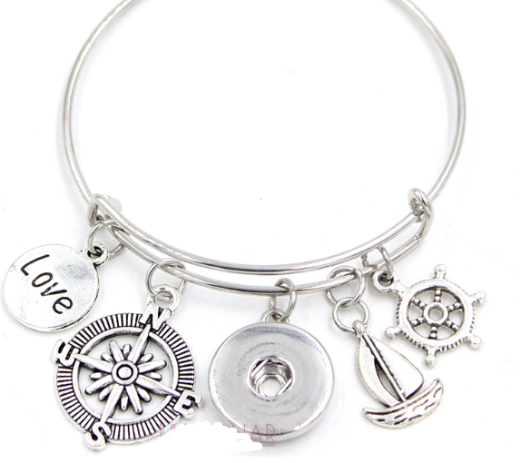 Bracelet - Bangle Compass Sailboat Nautical Themed